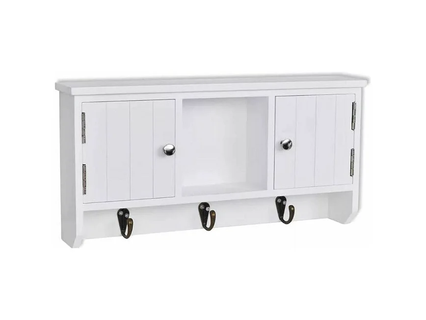 Étagère murale 2 portes 1 niche bois blanc Kapci