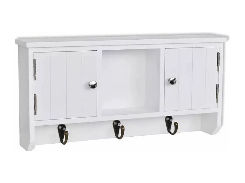 Étagère murale 2 portes 1 niche bois blanc Kapci