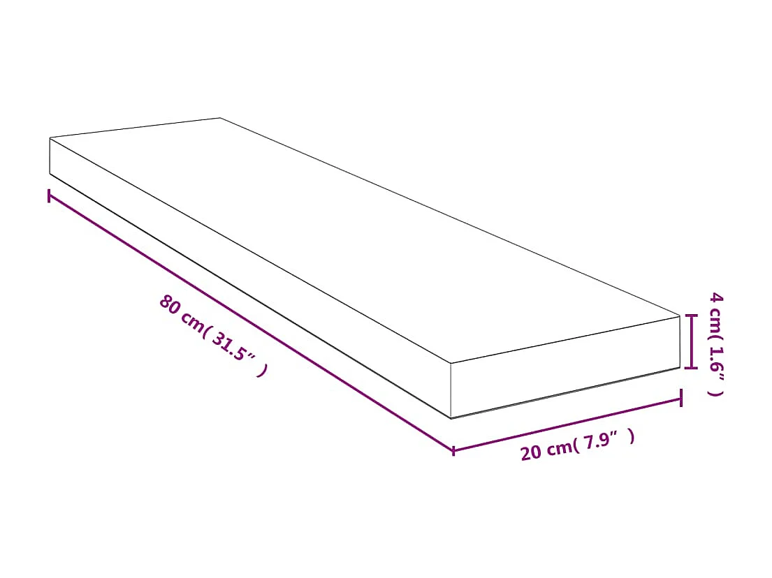 Étagère murale 80x20x4 bambou