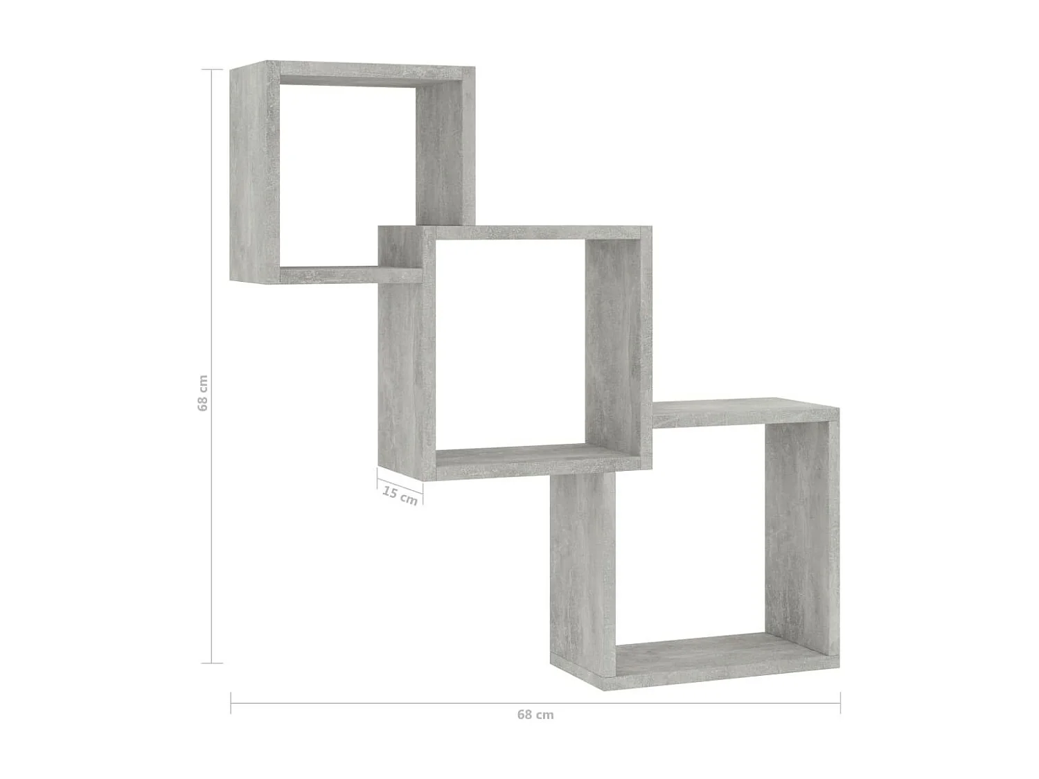 Étagères murales cubiques Gris cement 84,5x15x27