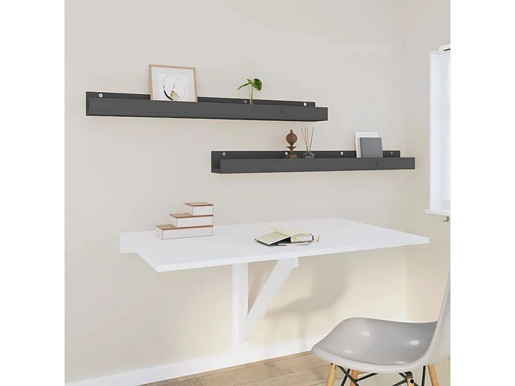 Étagères murales 2 pcs Gris 110x12x9 Bois de pin massif