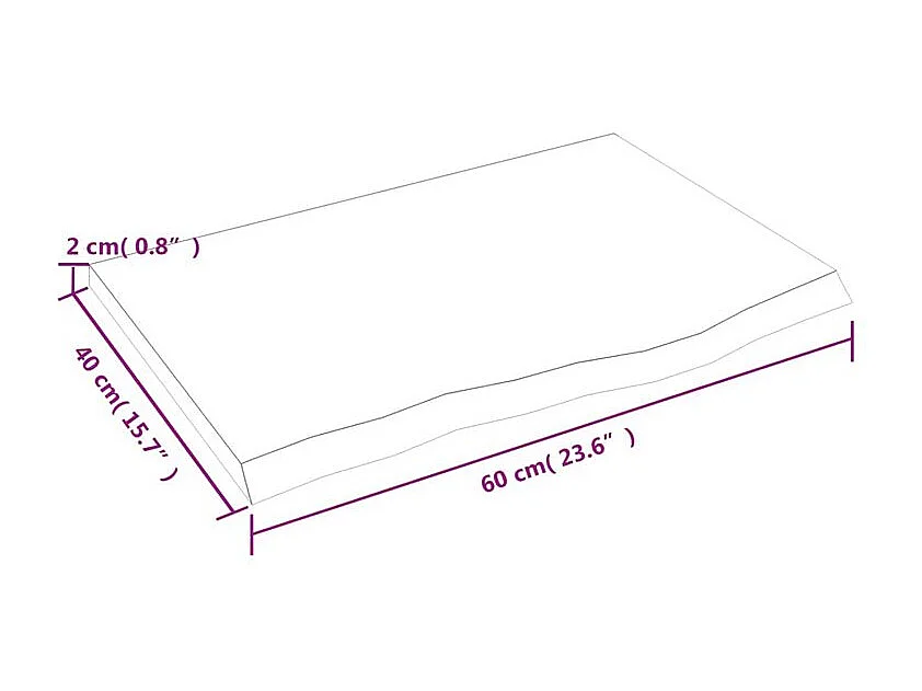 Étagère murale marron foncé 60x40x2 bois chêne massif traité