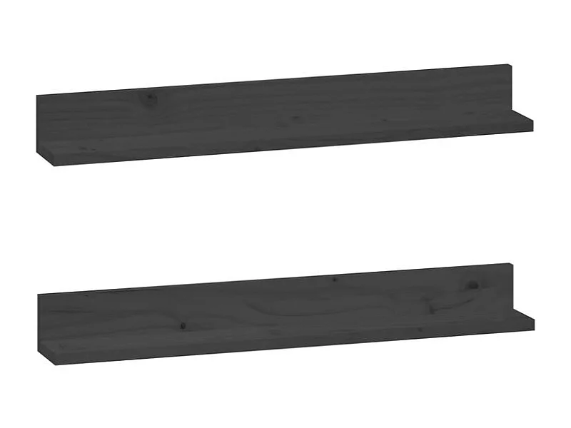 Étagères murales 2 pcs Gris 80x11x9 Bois de pin massif