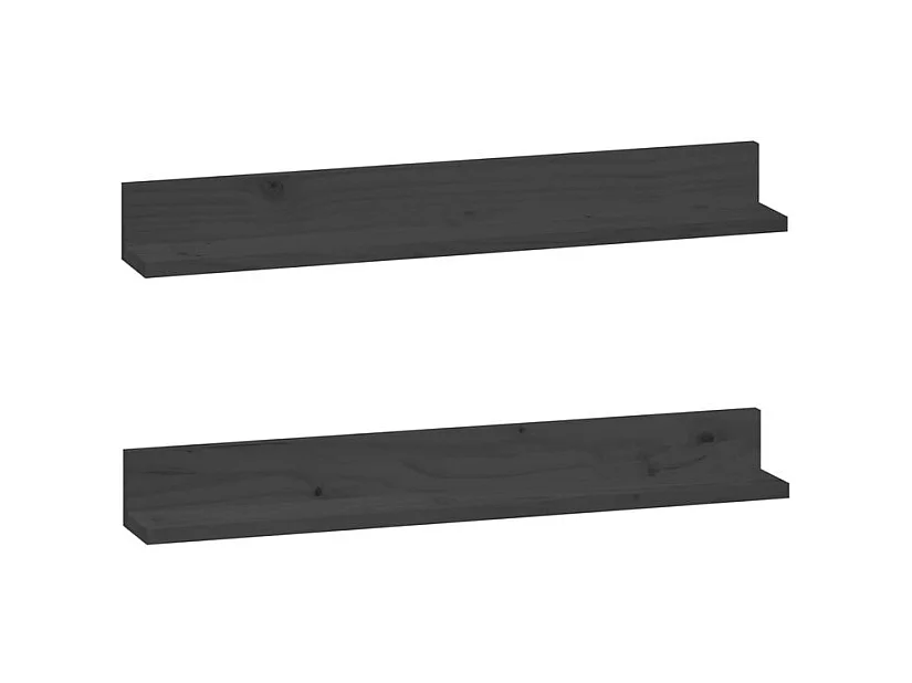 Étagères murales 2 pcs Gris 80x11x9 Bois de pin massif