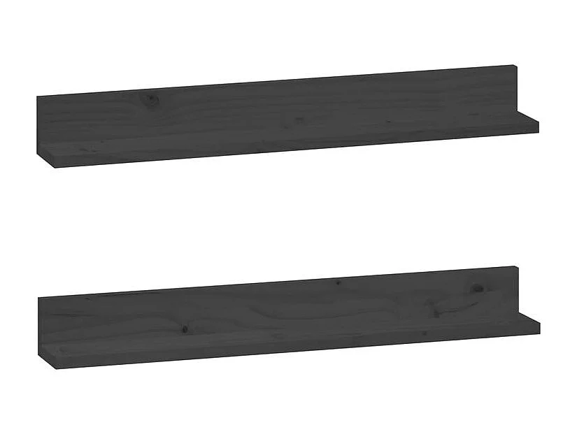 Étagères murales 2 pcs Gris 80x11x9 Bois de pin massif