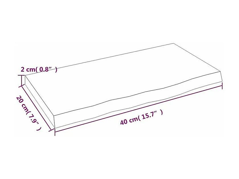 Étagère murale 40x20x2 bois de chêne massif non traité