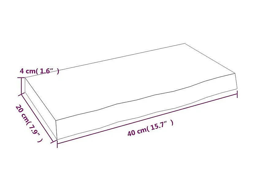 Étagère murale 40x20x4 bois de chêne massif non traité