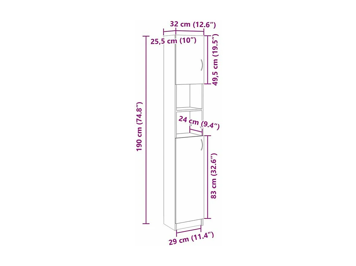 Colonne de salle de bain Blanc 32x25,5x190