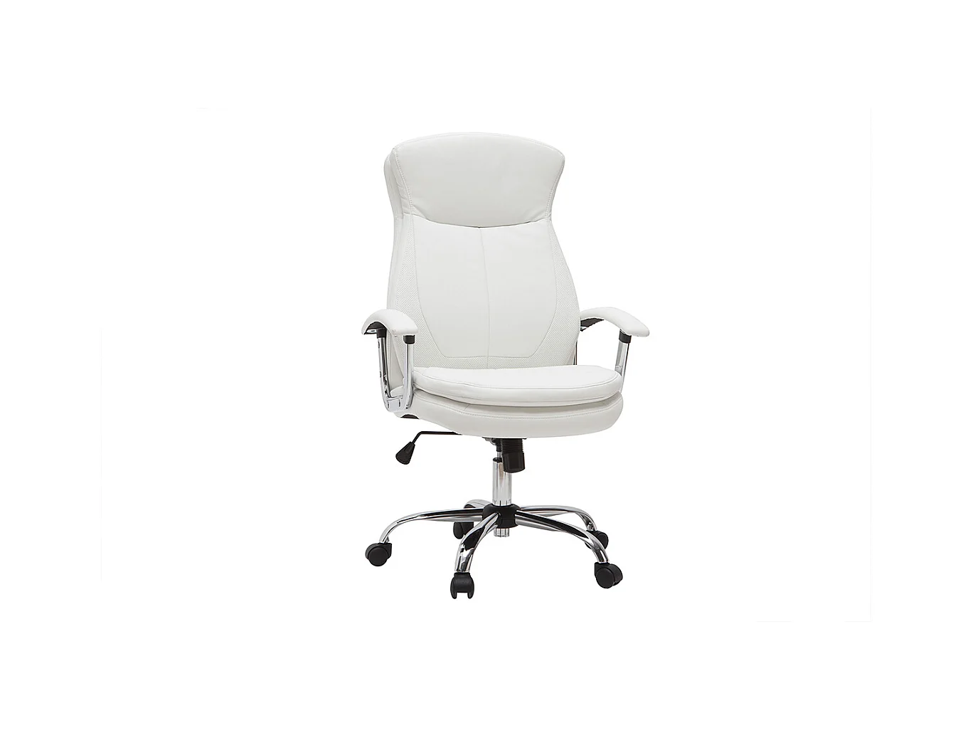 Fauteuil de bureau à roulettes design blanc et acier chromé WALL STREET
