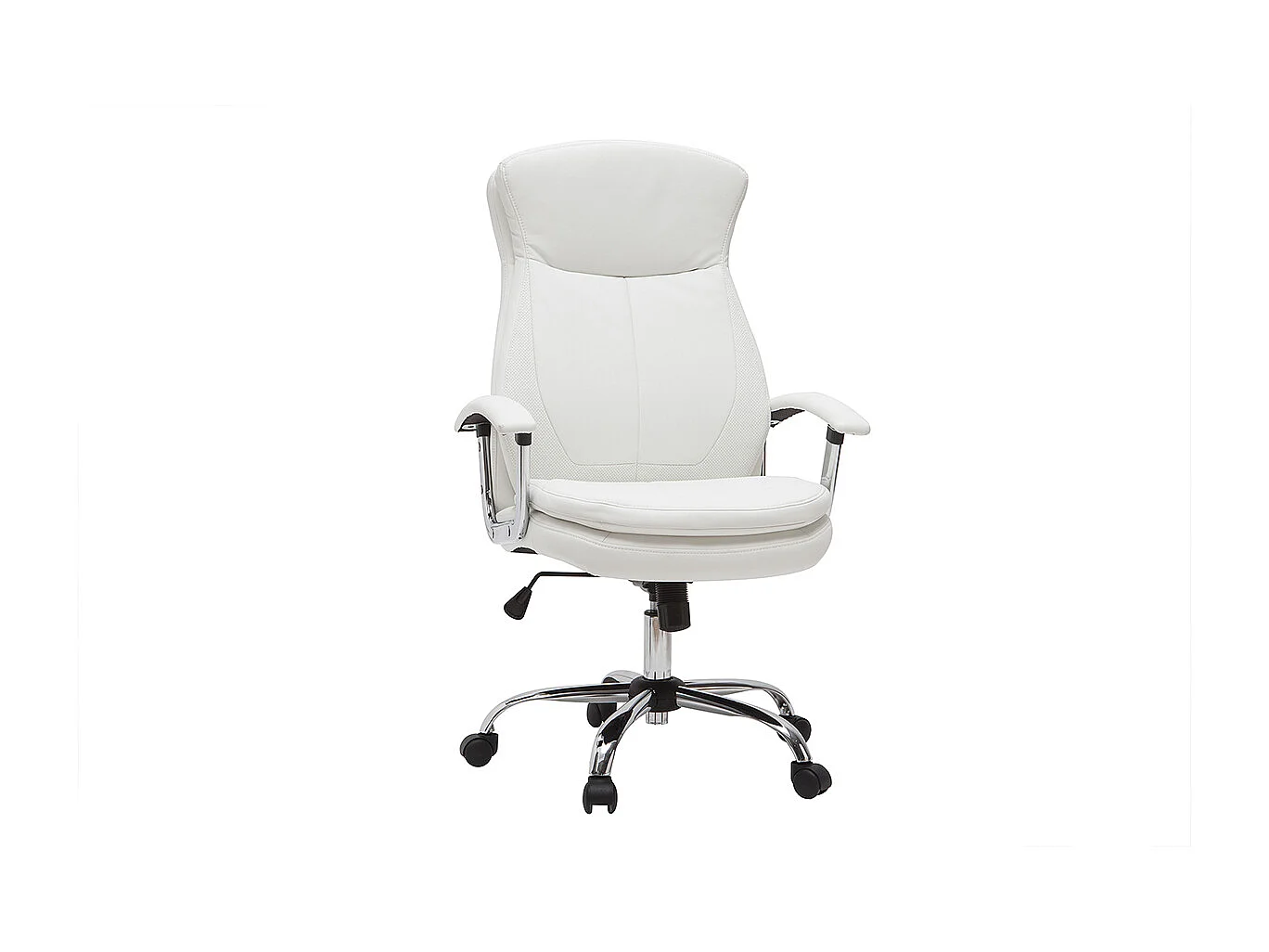 Fauteuil de bureau à roulettes design blanc et acier chromé WALL STREET