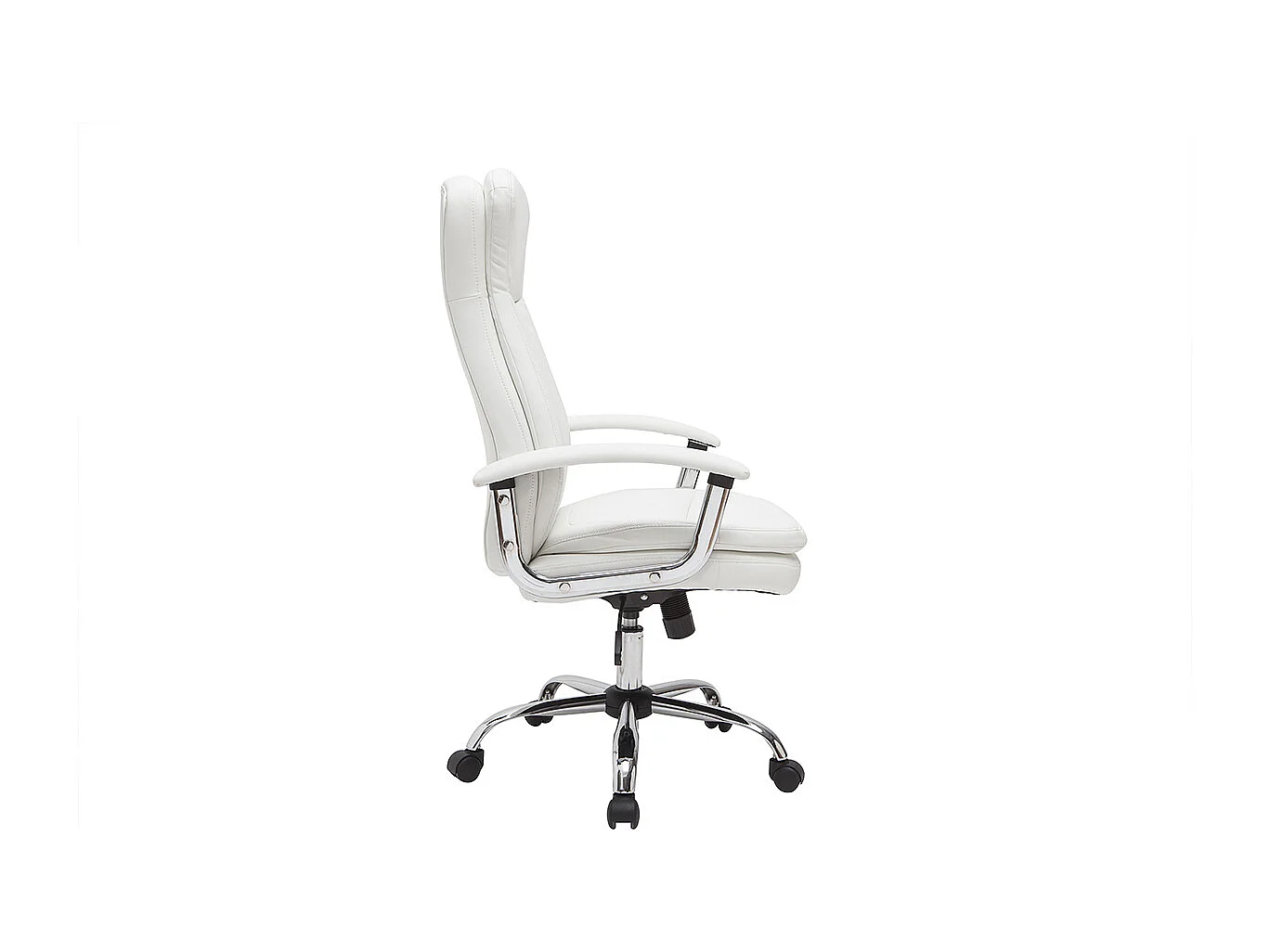 Fauteuil de bureau à roulettes design blanc et acier chromé WALL STREET