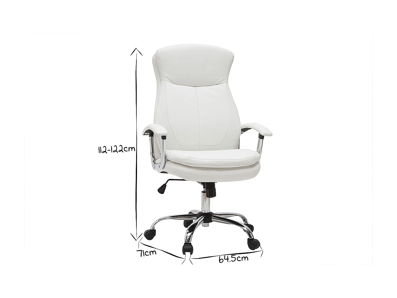 Fauteuil de bureau à roulettes design blanc et acier chromé WALL STREET
