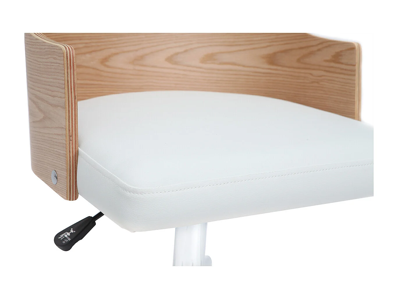 Silla de escritorio moderna blanca y madera clara con cojín integrado MAYOL