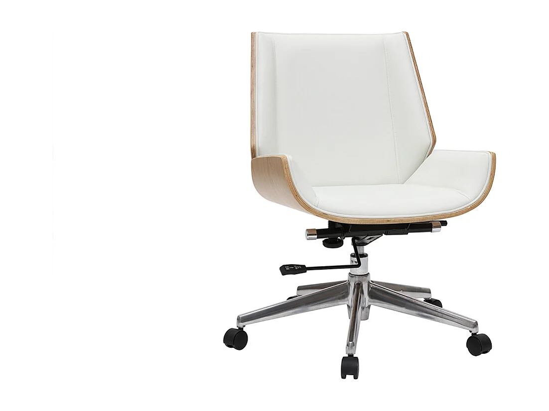 Silla de escritorio madera clara y blanca CURVED