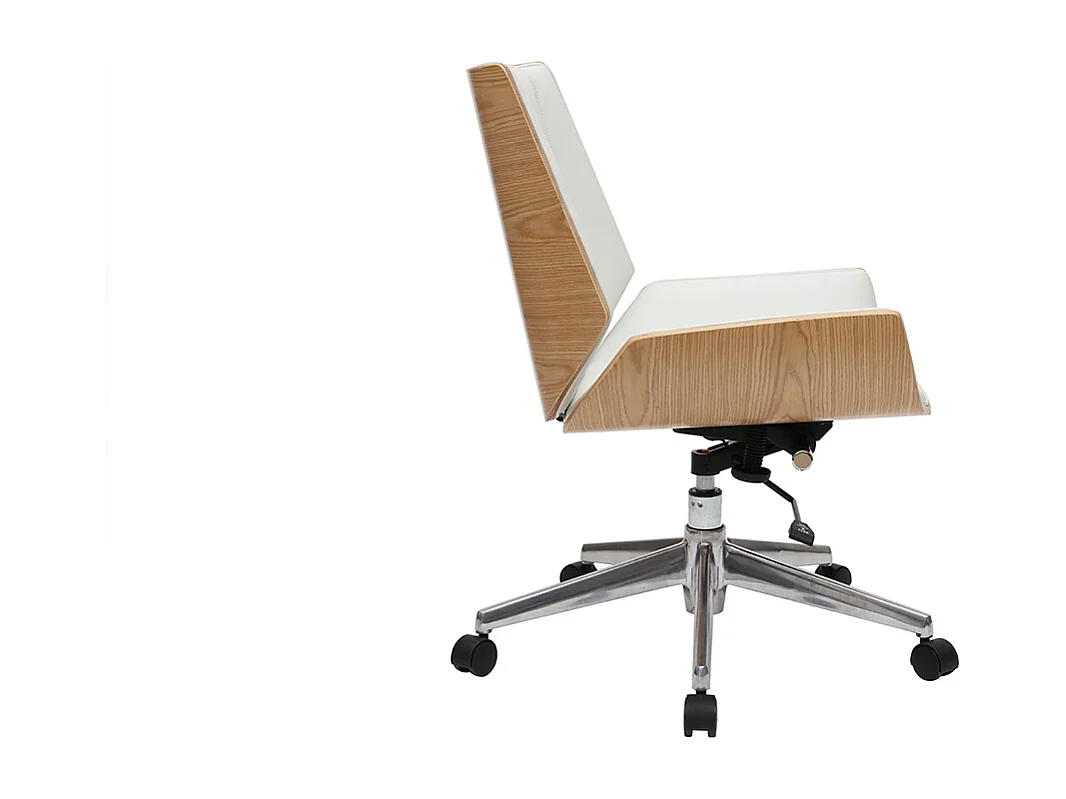 Silla de escritorio madera clara y blanca CURVED