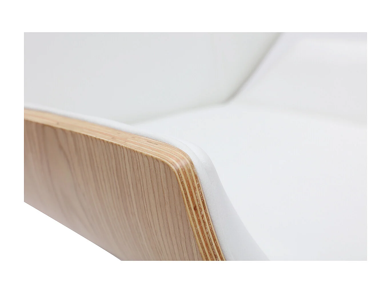 Silla de escritorio madera clara y blanca CURVED