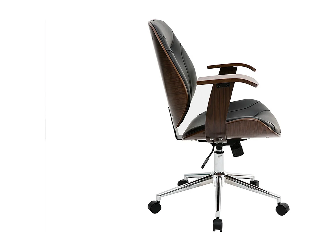 Silla de escritorio moderna negro y madera oscura YORKE