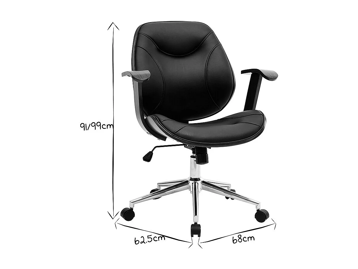 Silla de escritorio moderna negro y madera oscura YORKE