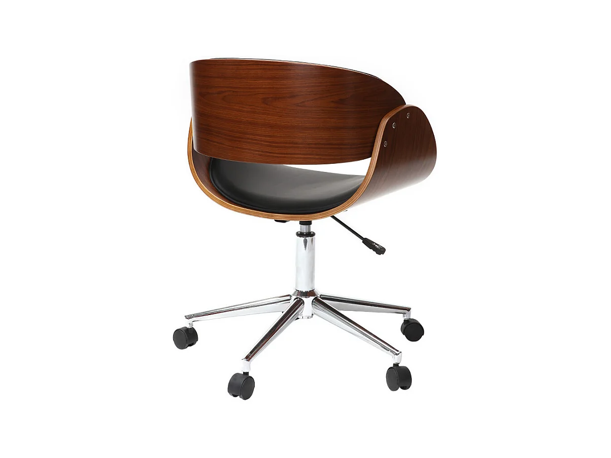 Design-Stuhl auf Rollen Schwarz und Nussbaum BENT