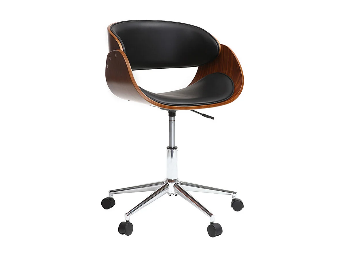 Sedia design a rotelle nera e legno color noce BENT