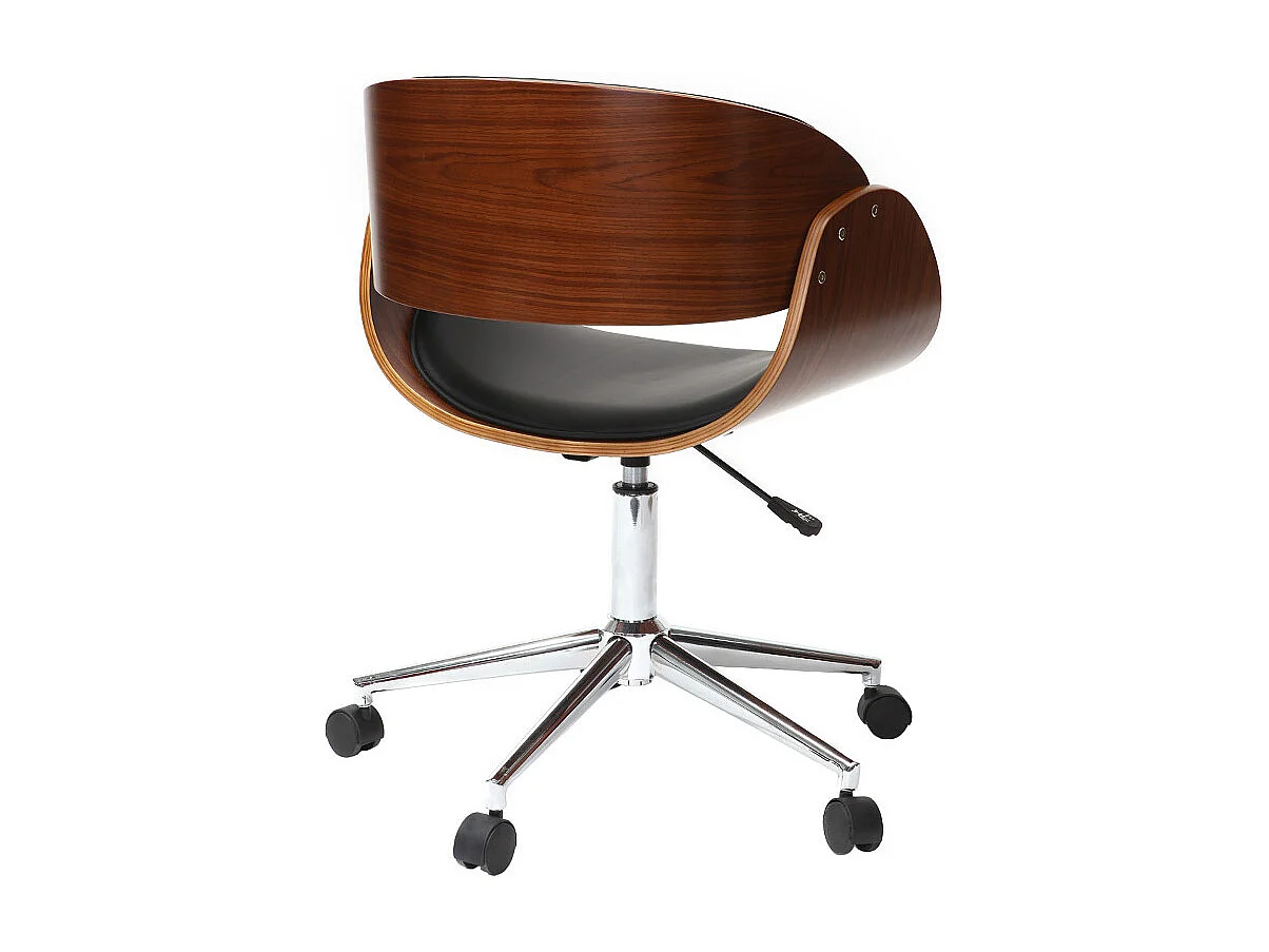 Sedia design a rotelle nera e legno color noce BENT