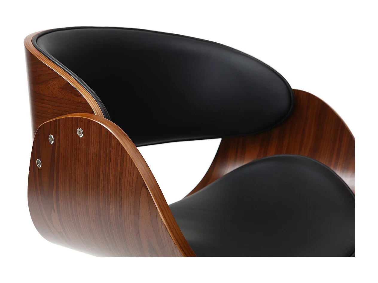 Sedia design a rotelle nera e legno color noce BENT