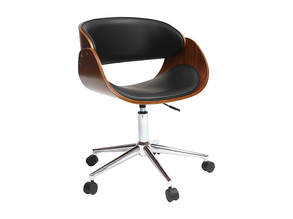 Silla de escritorio nogal y negro con ruedas BENT