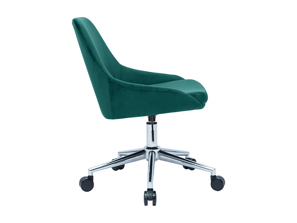 Silla de escritorio de diseño ajustable 360º de terciopelo azul petróleo y metal negro HOLO