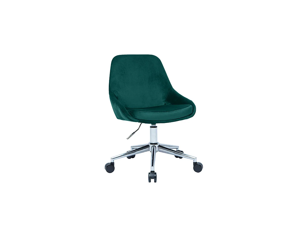 Silla de escritorio de diseño ajustable 360º de terciopelo azul petróleo y metal negro HOLO