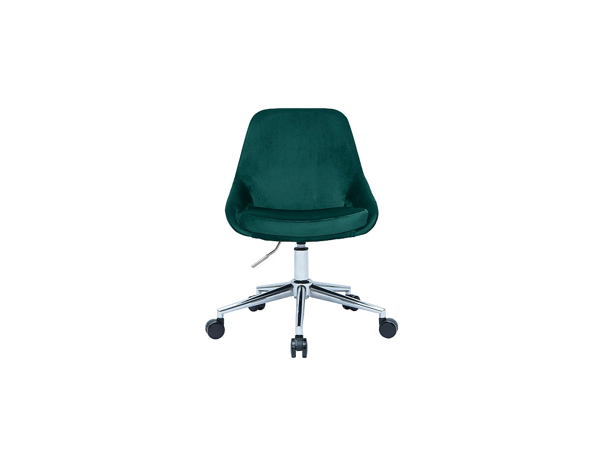 Silla de escritorio de diseño ajustable 360º de terciopelo azul petróleo y metal negro HOLO