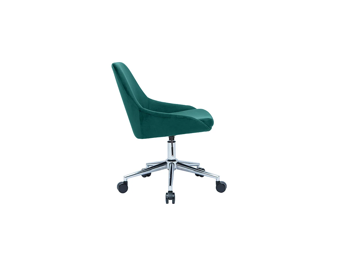 Silla de escritorio de diseño ajustable 360º de terciopelo azul petróleo y metal negro HOLO