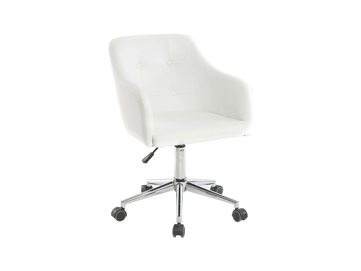 Chaise de bureau à roulettes design blanc et acier chromé BALTIK