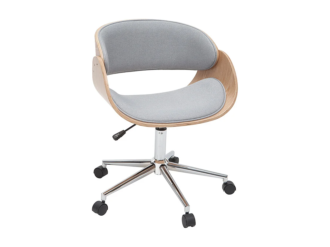 Sedia da ufficio in tessuto grigio e legno chiaro BENT