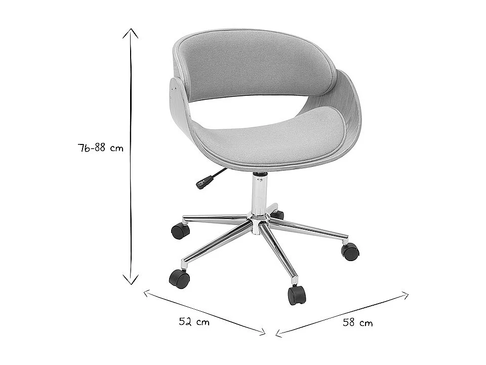 Design-Bürostuhl Hellgrau / Helles Holz BENT