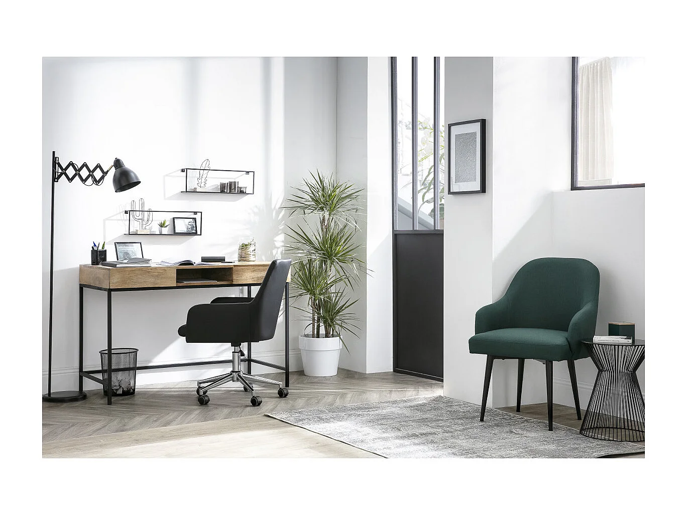 Sillón de escritorio diseño tejido gris SHANA