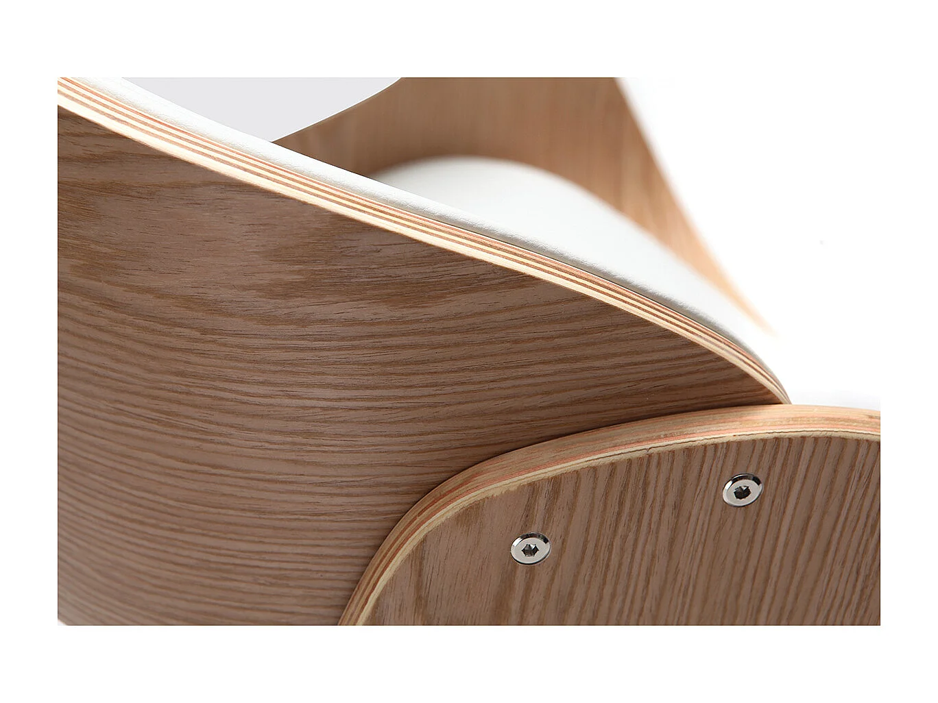 Silla de escritorio blanco y madera clara con ruedas BENT