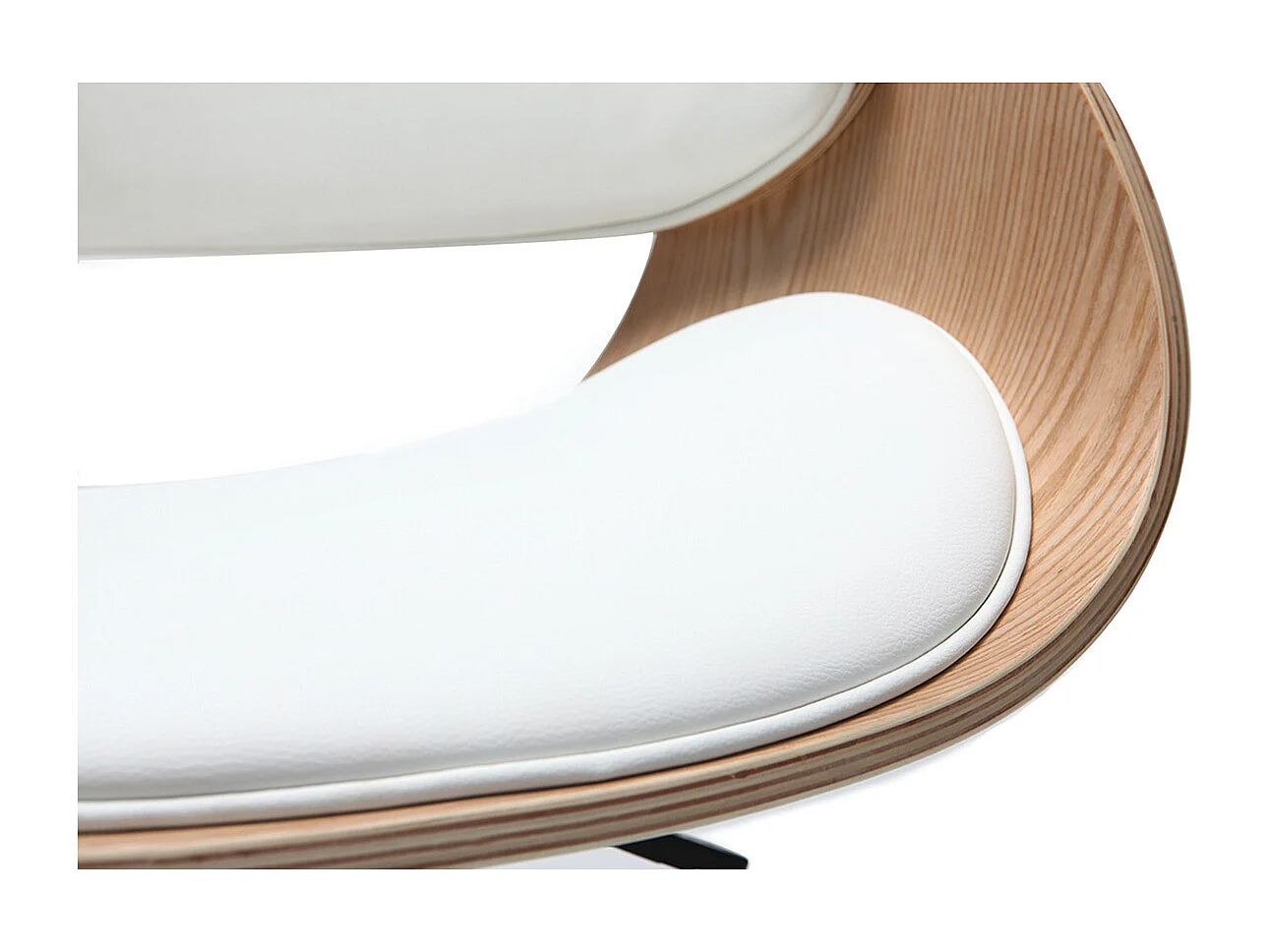 Silla de escritorio blanco y madera clara con ruedas BENT