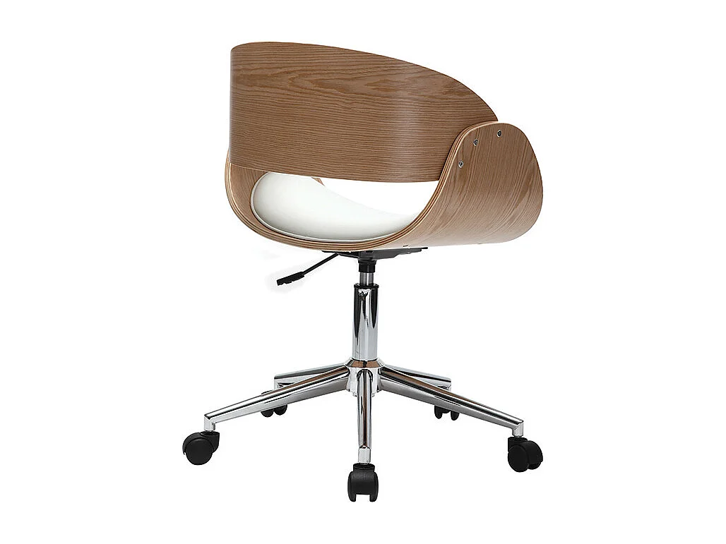 Silla de escritorio blanco y madera clara con ruedas BENT