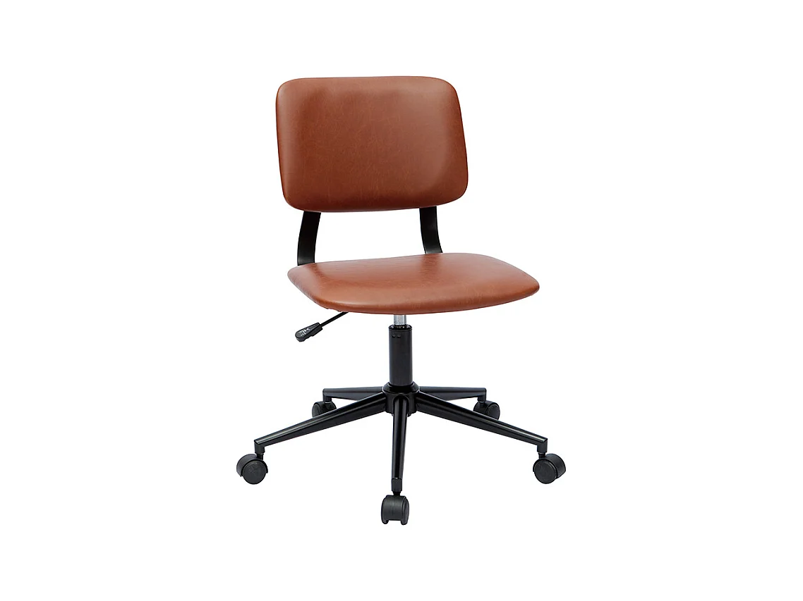Chaise de bureau à roulettes vintage marron et métal noir LAB