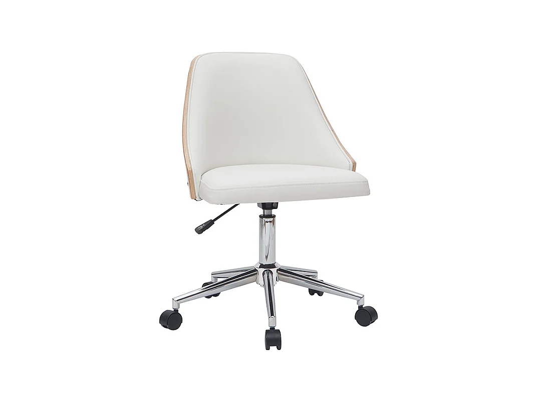 Bürostuhl PU weiß, helles Holz QUINO