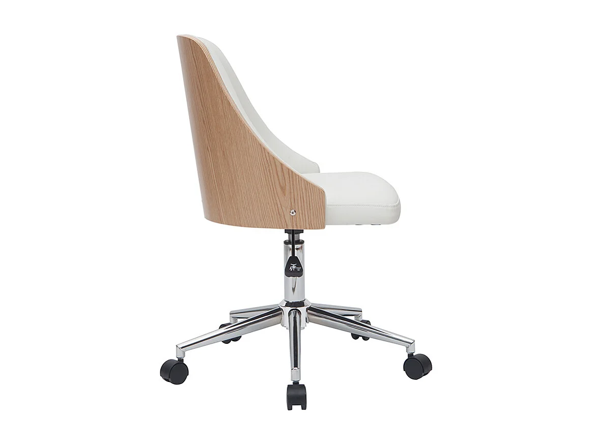 Bürostuhl PU weiß, helles Holz QUINO