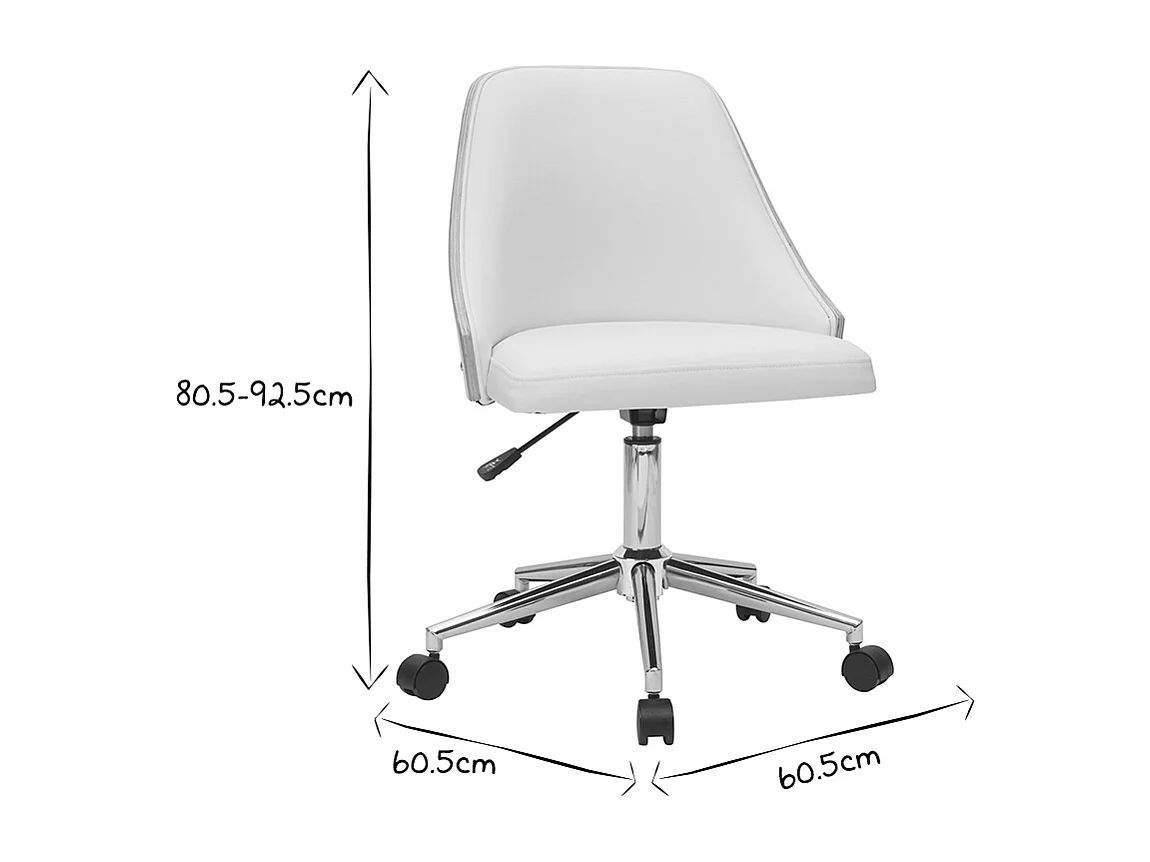 Bürostuhl PU weiß, helles Holz QUINO