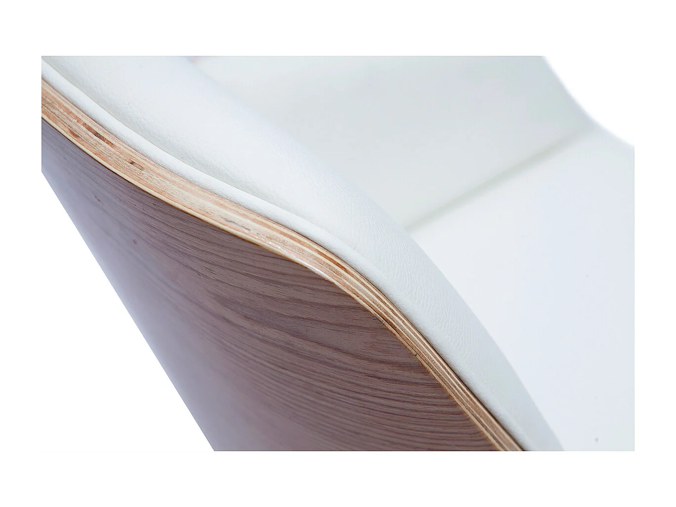 Bürostuhl drehbar weiß mit hellem Holz MARLOW