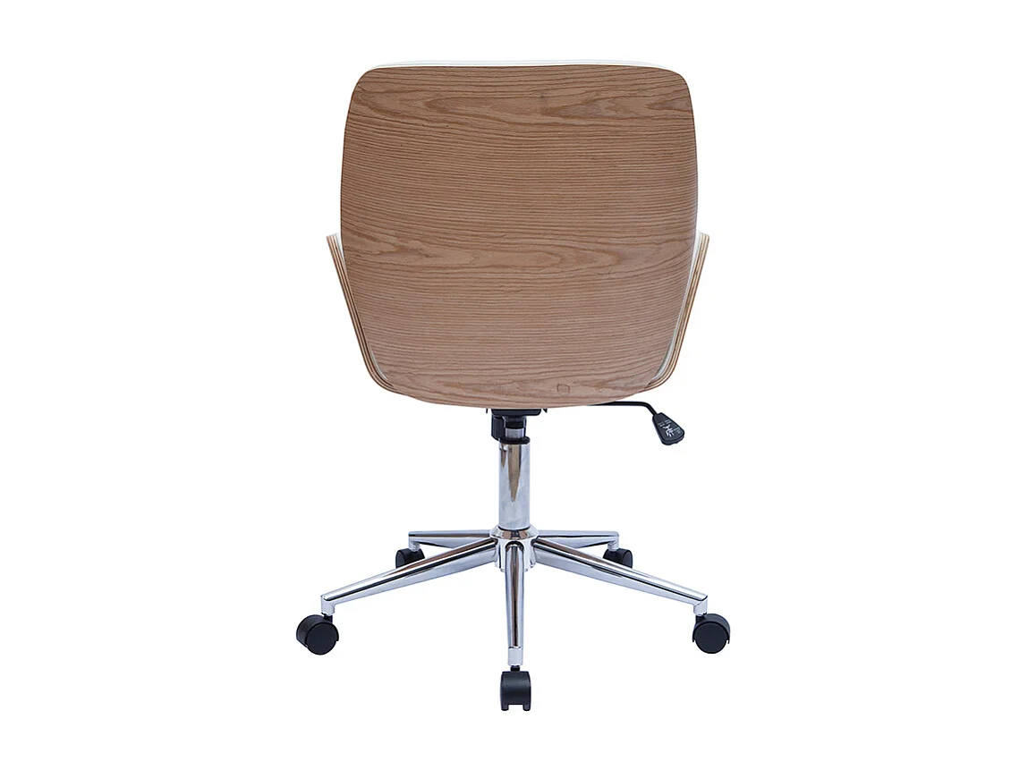 Bürostuhl drehbar weiß mit hellem Holz MARLOW