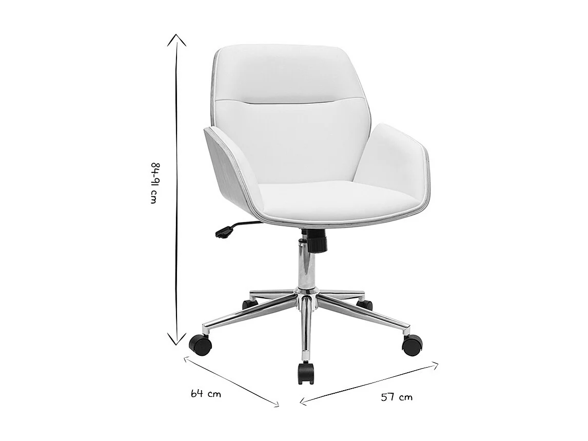 Bürostuhl drehbar weiß mit hellem Holz MARLOW