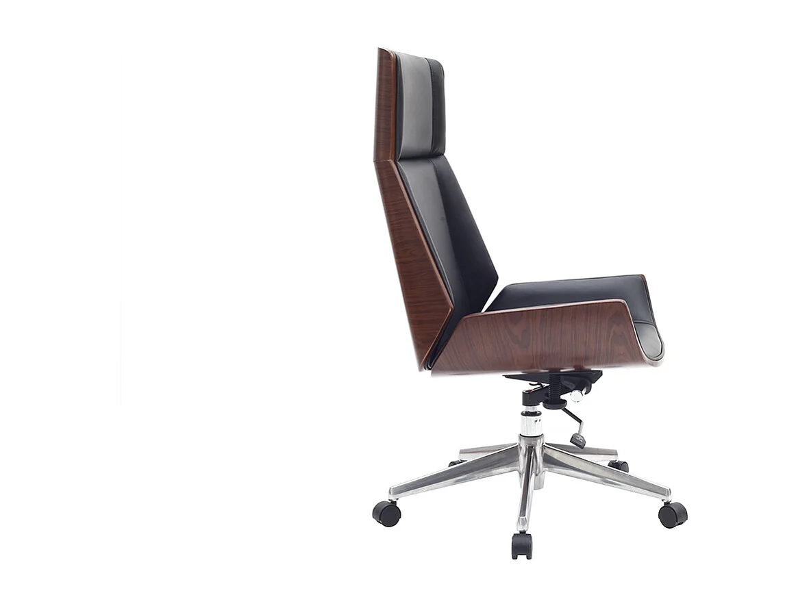 Design-Bürosessel dunkles Holz und Schwarz CURVED