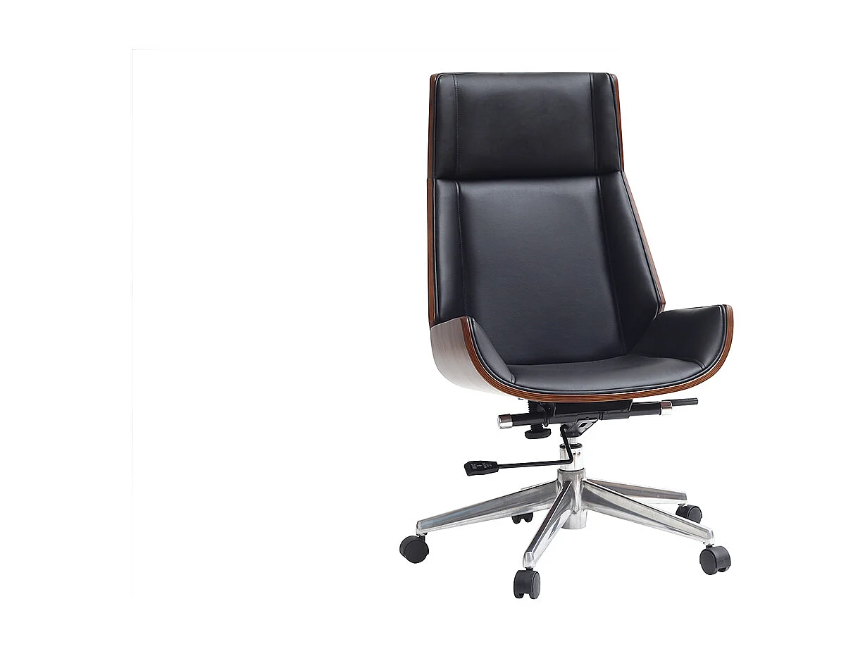 Design-Bürosessel dunkles Holz und Schwarz CURVED