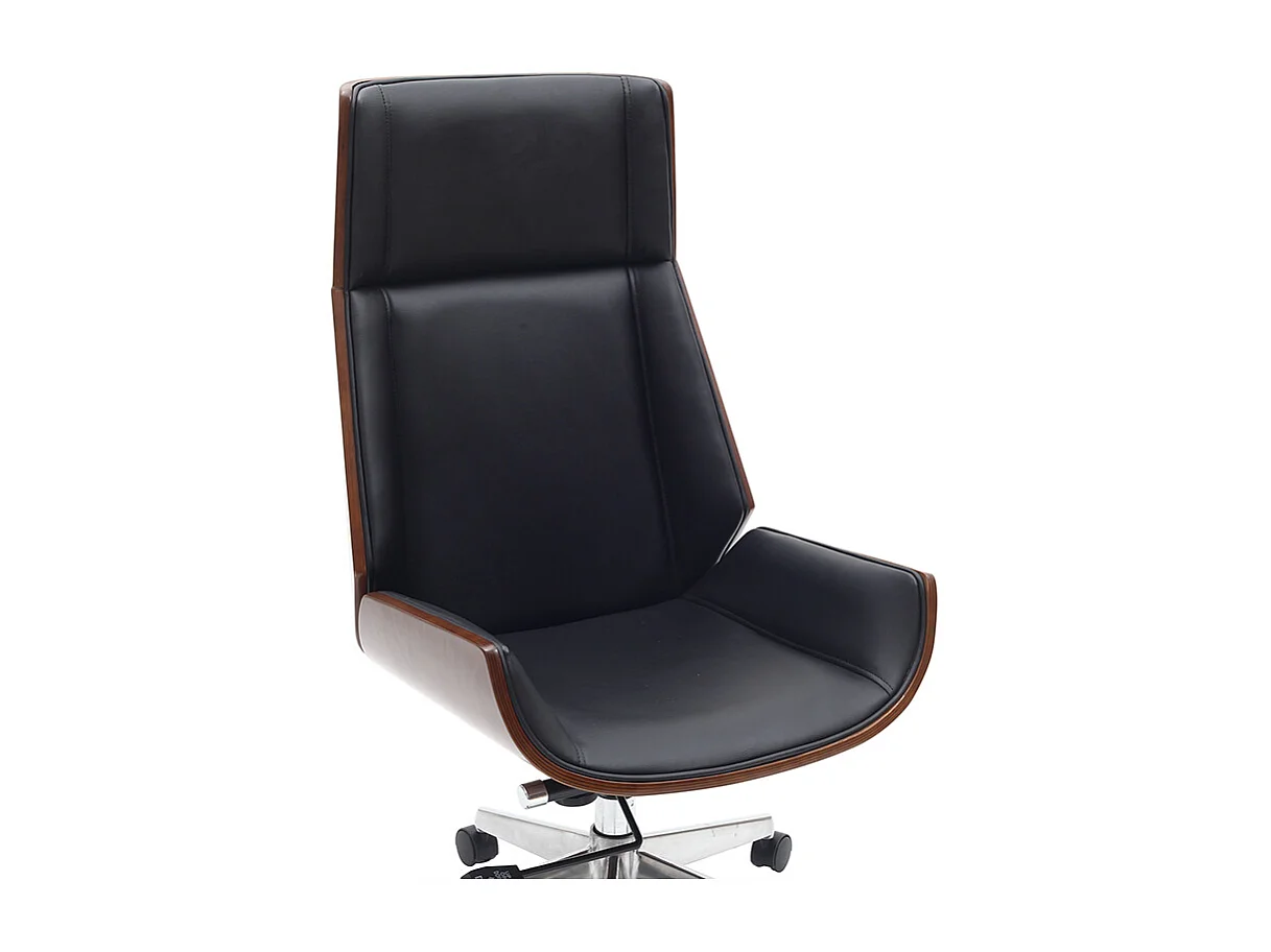 Design-Bürosessel dunkles Holz und Schwarz CURVED