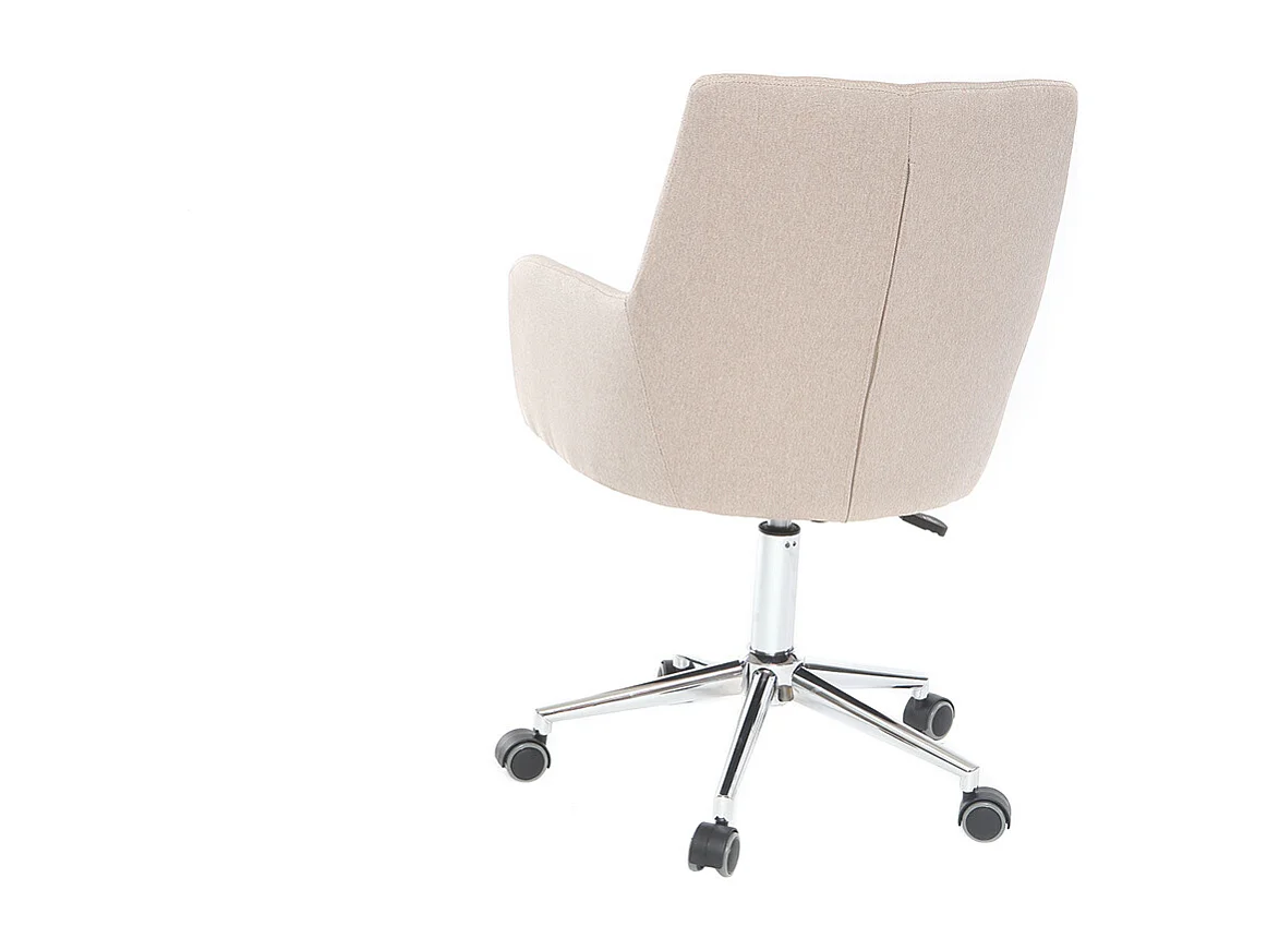 Chaise de bureau à roulettes en tissu beige et acier chromé SHANA