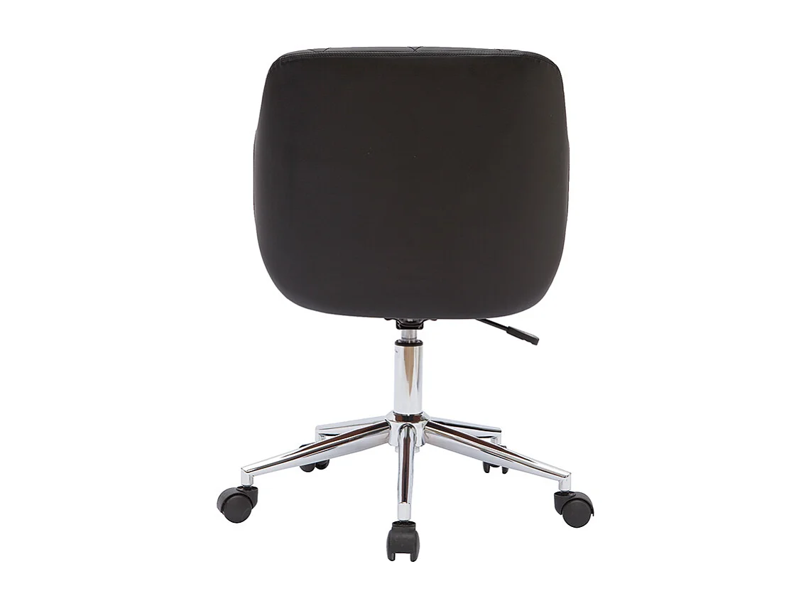 Chaise de bureau à roulettes design noir, bois foncé noyer et acier chromé SANDRO